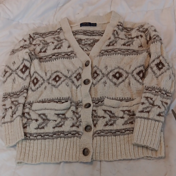 Polo Ralph Lauren Cream Aztec Southwest Style Womens wool blend Cardigan Sweater - Picture 5 of 10